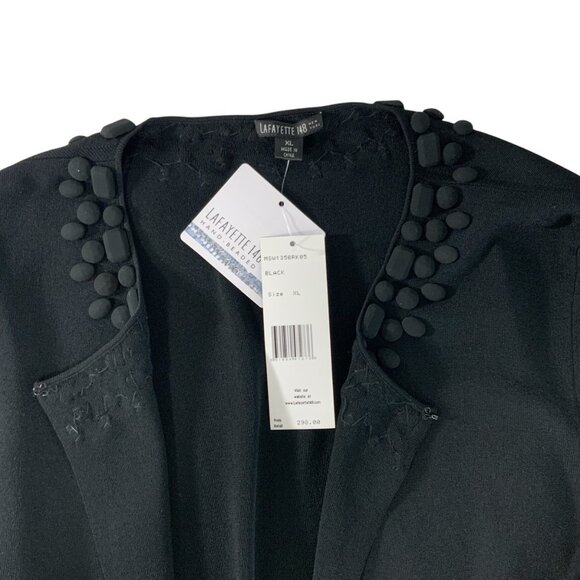 Lafayette 148 New York Bolero Cardigan Sweater XL Black Short Sleeve Crop Beaded - Picture 5 of 15